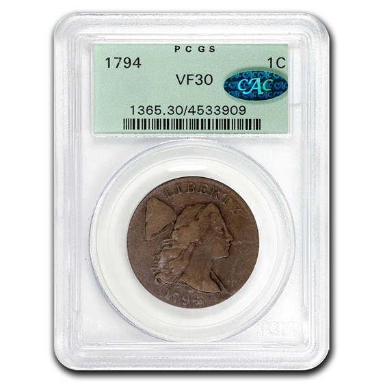 1794 Flowing Hair Large Cent VF-30 PCGS CAC 1794 Flowing Hair Large Cent VF-30 PCGS CAC